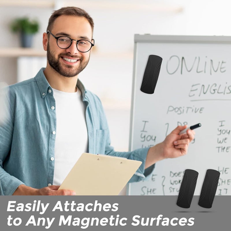 Ddaowanx Whiteboard Eraser, Magnetic Dry Erase Eraser, Glass Board Eraser,School and Office Supplies (4 Pack/Black) - Image 4